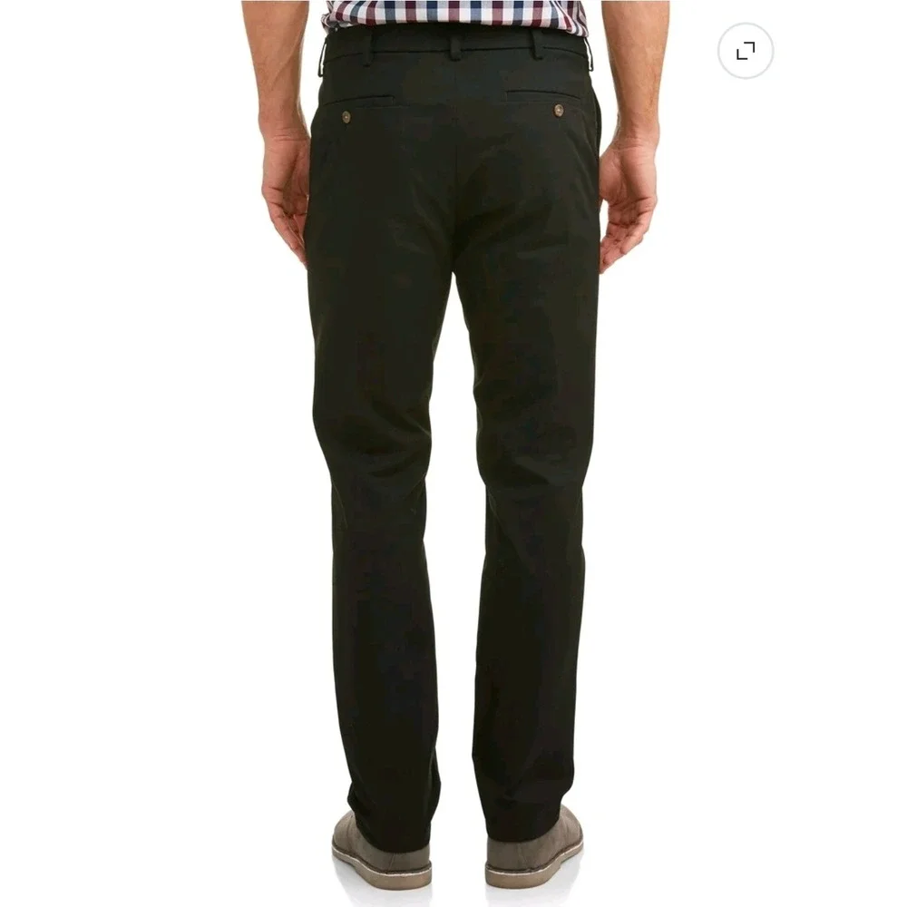 George Mens Slim Fit Chino Pants Black 34x32 Stretch Premium Khaki GM09494 New